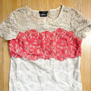 Anthropologie lace short-sleeve blouse shirt Sz XS